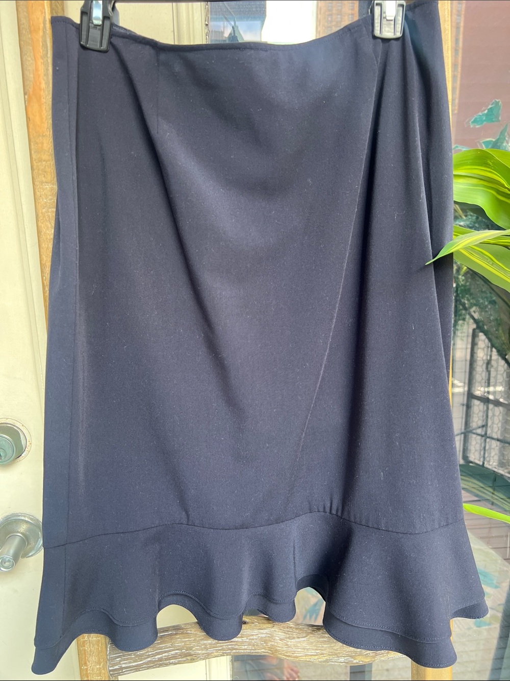 Bandolino Dark Navy A-Line Skirt with Flared Ruffle Hem